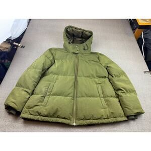 Madewell Women's Large Quilted Down Puffer Parka Green Jacket Coat